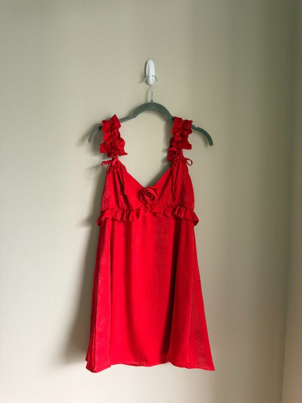 Wild Fable Red Satin Rosette Babydoll Mini Dress XS